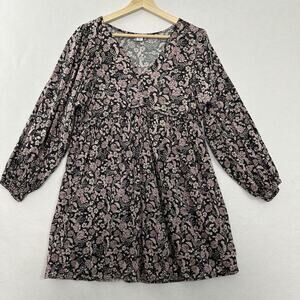 Old Navy Mini Floral Dress Womens M Petite V Neck Flowy Cottage Country Boho